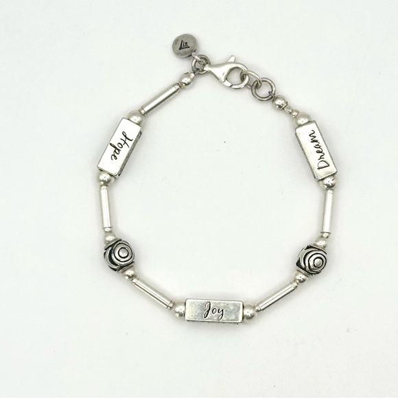 Silpada Retired B1913 Sterling Silver “Hope Joy Dream” Bead Bracelet